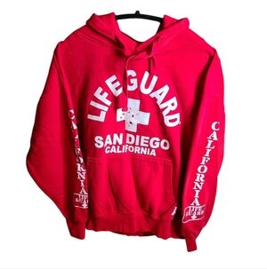 046 XL HOODED SWEAT SHIRT LONG SLEEVE SAN DIEGO CALIFORNIA LIFE GUARD